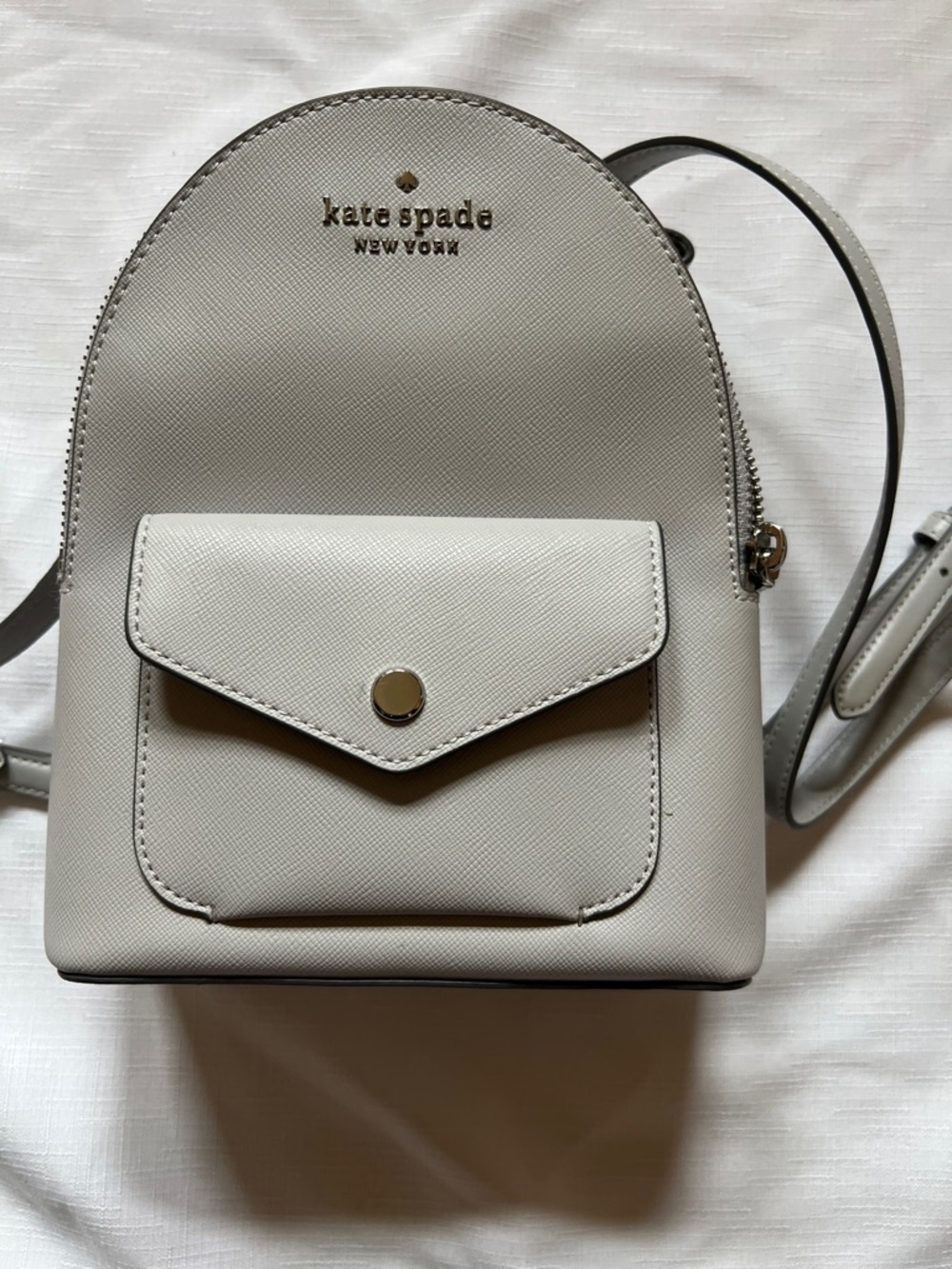 kate spade Small Pebbled Leather Backpack in Light Gray - Picture 4 of 5